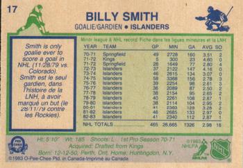1983-84 O-Pee-Chee #17 Billy Smith Back