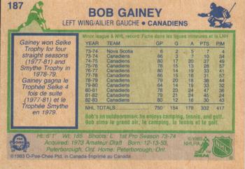 1983-84 O-Pee-Chee #187 Bob Gainey Back