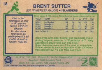 1983-84 O-Pee-Chee #18 Brent Sutter Back