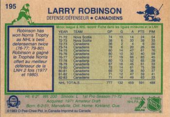 1983-84 O-Pee-Chee #195 Larry Robinson Back