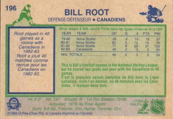 1983-84 O-Pee-Chee #196 Bill Root Back