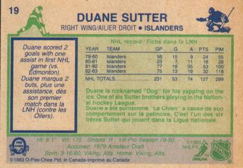1983-84 O-Pee-Chee #19 Duane Sutter Back