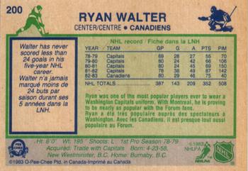 1983-84 O-Pee-Chee #200 Ryan Walter Back