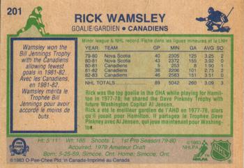 1983-84 O-Pee-Chee #201 Rick Wamsley Back
