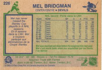 1983-84 O-Pee-Chee #226 Mel Bridgman Back