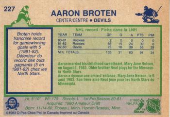 1983-84 O-Pee-Chee #227 Aaron Broten Back