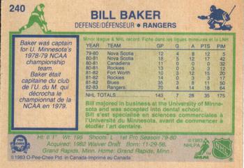 1983-84 O-Pee-Chee #240 Bill Baker Back