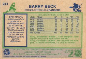 1983-84 O-Pee-Chee #241 Barry Beck Back
