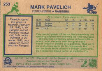 1983-84 O-Pee-Chee #253 Mark Pavelich Back