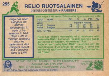 1983-84 O-Pee-Chee #255 Reijo Ruotsalainen Back