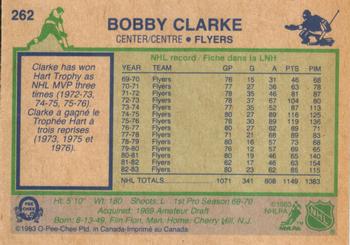 1983-84 O-Pee-Chee #262 Bobby Clarke Back