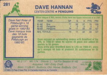 1983-84 O-Pee-Chee #281 Dave Hannan Back