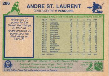 1983-84 O-Pee-Chee #286 Andre St. Laurent Back
