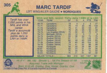1983-84 O-Pee-Chee #305 Marc Tardif Back