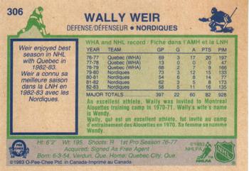 1983-84 O-Pee-Chee #306 Wally Weir Back