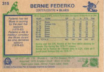 1983-84 O-Pee-Chee #315 Bernie Federko Back