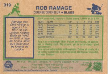 1983-84 O-Pee-Chee #319 Rob Ramage Back