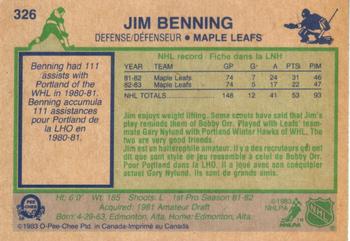 1983-84 O-Pee-Chee #326 Jim Benning Back