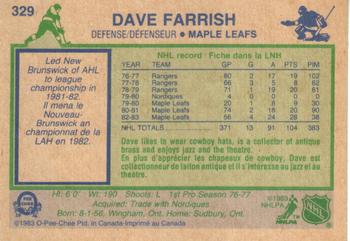 1983-84 O-Pee-Chee #329 Dave Farrish Back