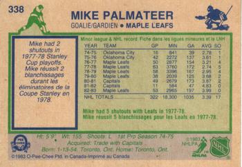1983-84 O-Pee-Chee #338 Mike Palmateer Back