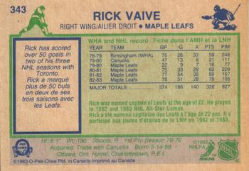 1983-84 O-Pee-Chee #343 Rick Vaive Back