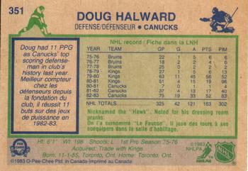 1983-84 O-Pee-Chee #351 Doug Halward Back