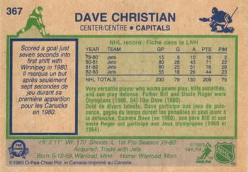 1983-84 O-Pee-Chee #367 Dave Christian Back