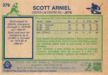 1983-84 O-Pee-Chee #379 Scott Arniel Back