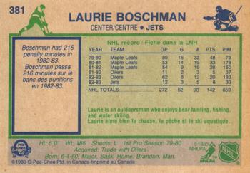 1983-84 O-Pee-Chee #381 Laurie Boschman Back