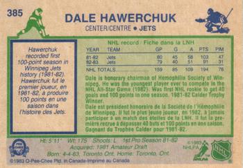 1983-84 O-Pee-Chee #385 Dale Hawerchuk Back