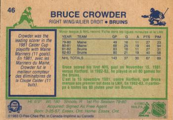 1983-84 O-Pee-Chee #46 Bruce Crowder Back