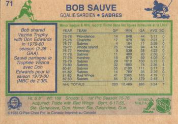 1983-84 O-Pee-Chee #71 Bob Sauve Back