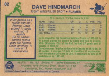 1983-84 O-Pee-Chee #82 Dave Hindmarch Back