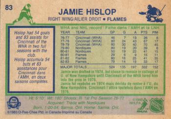 1983-84 O-Pee-Chee #83 Jamie Hislop Back
