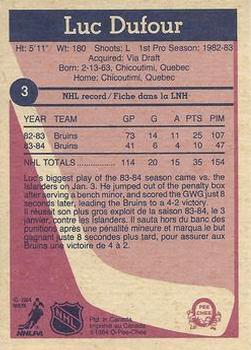 1984-85 O-Pee-Chee #3 Luc Dufour Back