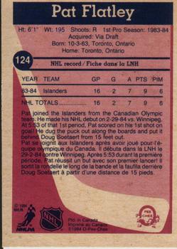 1984-85 O-Pee-Chee #124 Pat Flatley Back