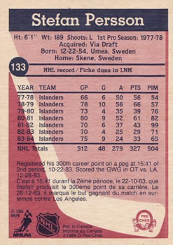1984-85 O-Pee-Chee #133 Stefan Persson Back