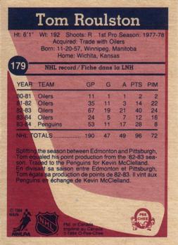 1984-85 O-Pee-Chee #179 Tom Roulston Back