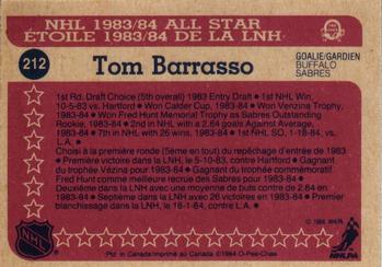 1984-85 O-Pee-Chee #212 Tom Barrasso Back