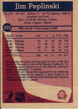 1984-85 O-Pee-Chee #233 Jim Peplinski Back