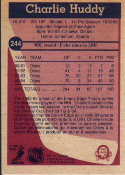 1984-85 O-Pee-Chee #244 Charlie Huddy Back