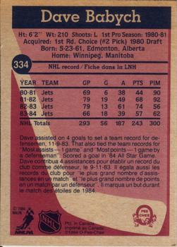 1984-85 O-Pee-Chee #334 Dave Babych Back