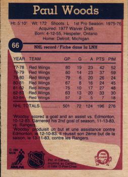 1984-85 O-Pee-Chee #66 Paul Woods Back