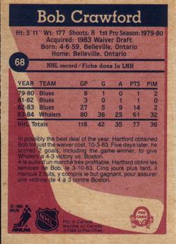 1984-85 O-Pee-Chee #68 Bob Crawford Back