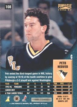 1996-97 Pinnacle - Artist's Proofs #108 Petr Nedved Back