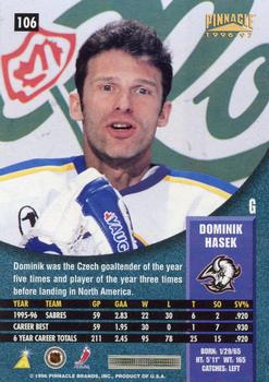 1996-97 Pinnacle - Foil #106 Dominik Hasek Back