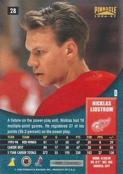 1996-97 Pinnacle - Foil #28 Nicklas Lidstrom Back