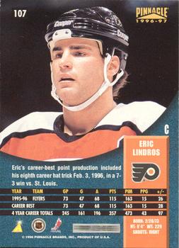 1996-97 Pinnacle - Foil #107 Eric Lindros Back