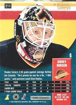 1996-97 Pinnacle - Foil #211 Corey Hirsch Back