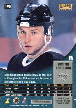 1996-97 Pinnacle - Foil #190 Dimitri Khristich Back